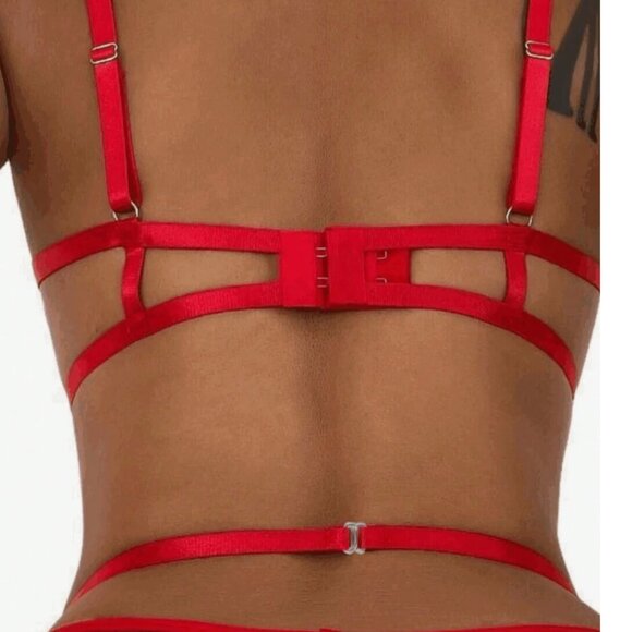 Alluring Red Lace High-Rise Teddy with Intricate Cutouts - Picture 4 of 6